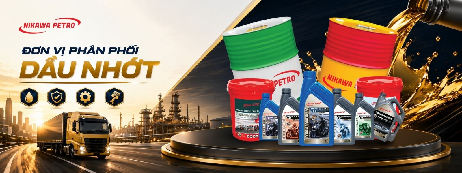 Ảnh bìa banner đơn vị phân phối dầu nhớt Nikawa Petrol